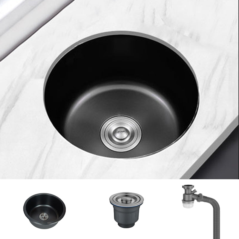 BowLift | Stainless Steel Round Sink in Black Single Basin Undermount Sink with Basket Strainer