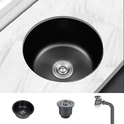 BowLift | Stainless Steel Round Sink in Black Single Basin Undermount Sink with Basket Strainer