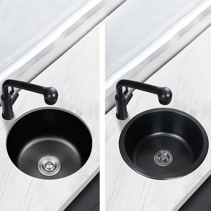 BowLift | Stainless Steel Round Sink in Black Single Basin Undermount Sink with Basket Strainer