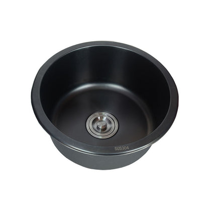 BowLift | Stainless Steel Round Sink in Black Single Basin Undermount Sink with Basket Strainer