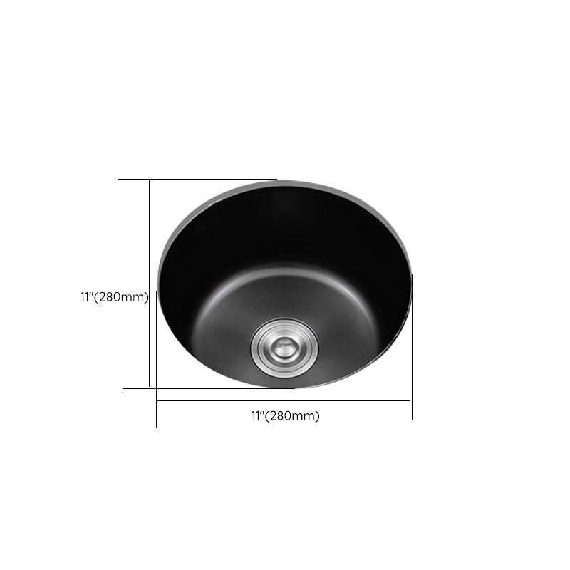 BowLift | Stainless Steel Round Sink in Black Single Basin Undermount Sink with Basket Strainer