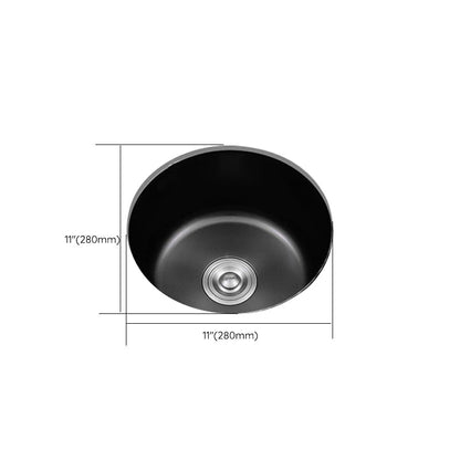 BowLift | Stainless Steel Round Sink in Black Single Basin Undermount Sink with Basket Strainer