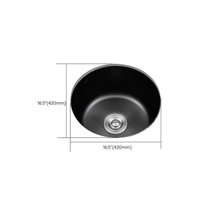 BowLift | Stainless Steel Round Sink in Black Single Basin Undermount Sink with Basket Strainer