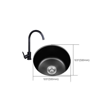 BowLift | Stainless Steel Round Sink in Black Single Basin Undermount Sink with Basket Strainer