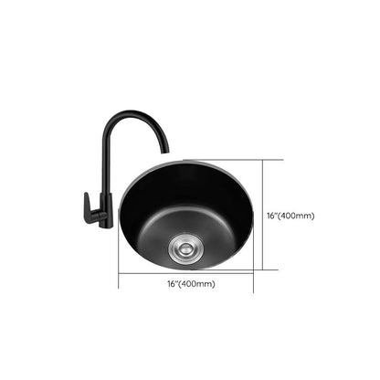 BowLift | Stainless Steel Round Sink in Black Single Basin Undermount Sink with Basket Strainer