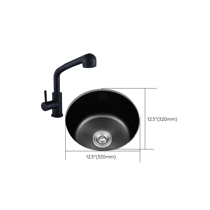 BowLift | Stainless Steel Round Sink in Black Single Basin Undermount Sink with Basket Strainer
