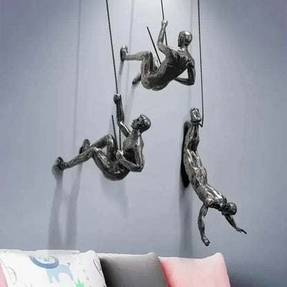 Skanto | Climbing Man Wall Sculpture Set – Modern Resin Art