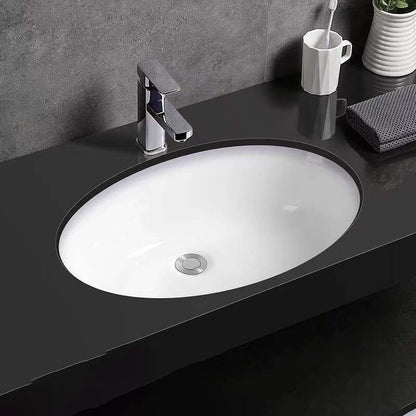 Kalsten | Modern Under-mount Sink Oval Porcelain with Pop-Up Drain Sink