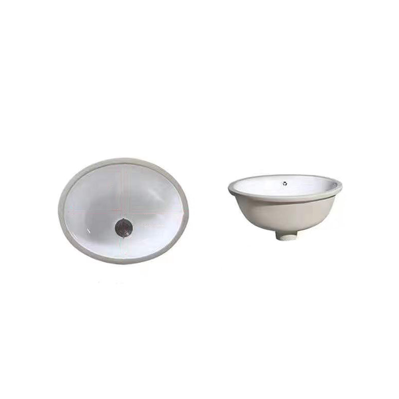 BowLift | Modern Under-mount Sink Oval Porcelain with Pop-Up Drain Sink