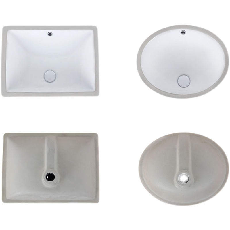 BowLift | Modern Under-mount Sink Oval Porcelain with Pop-Up Drain Sink