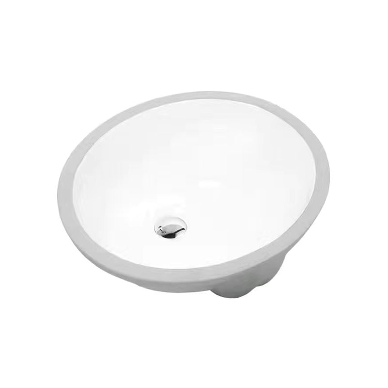 BowLift | Modern Under-mount Sink Oval Porcelain with Pop-Up Drain Sink