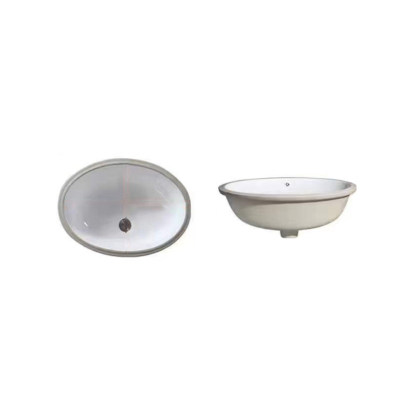 BowLift | Modern Under-mount Sink Oval Porcelain with Pop-Up Drain Sink