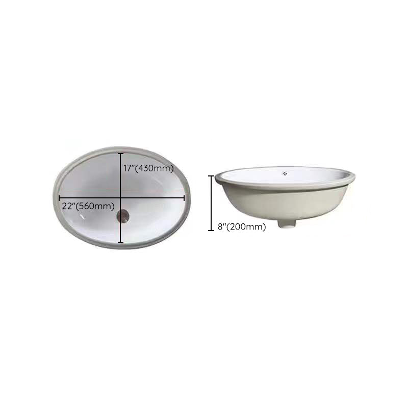 BowLift | Modern Under-mount Sink Oval Porcelain with Pop-Up Drain Sink