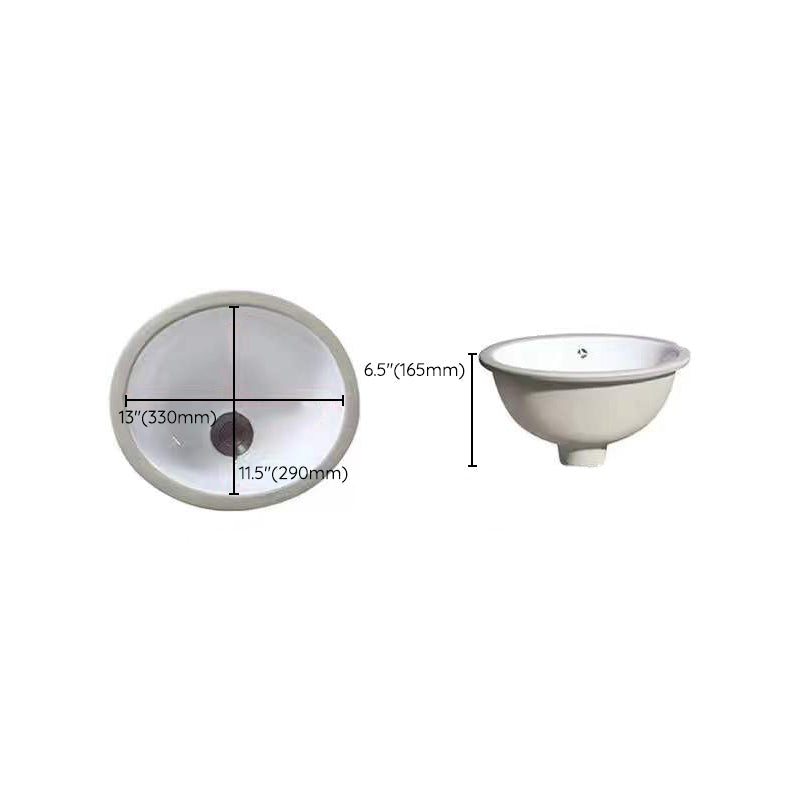 BowLift | Modern Under-mount Sink Oval Porcelain with Pop-Up Drain Sink
