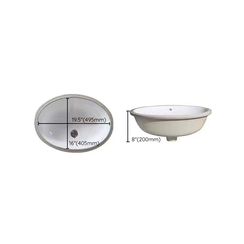 BowLift | Modern Under-mount Sink Oval Porcelain with Pop-Up Drain Sink
