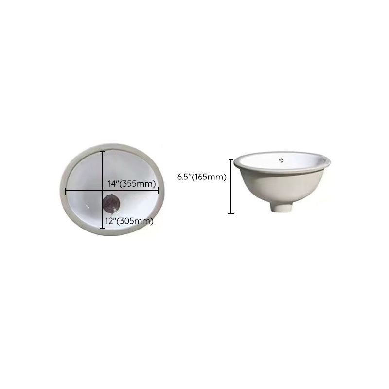 BowLift | Modern Under-mount Sink Oval Porcelain with Pop-Up Drain Sink