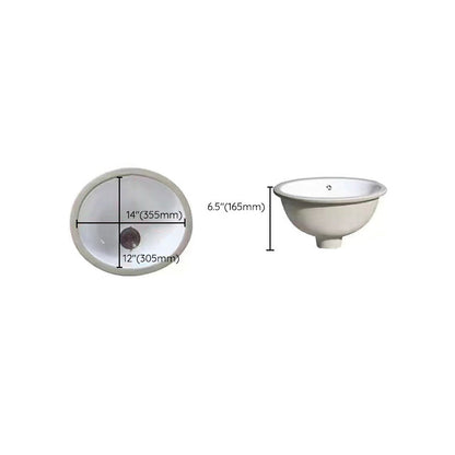 BowLift | Modern Under-mount Sink Oval Porcelain with Pop-Up Drain Sink