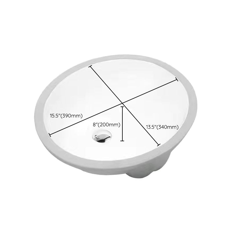 BowLift | Modern Under-mount Sink Oval Porcelain with Pop-Up Drain Sink