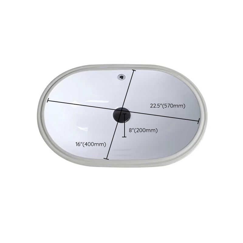 BowLift | Modern Under-mount Sink Oval Porcelain with Pop-Up Drain Sink