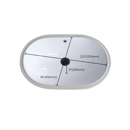 BowLift | Modern Under-mount Sink Oval Porcelain with Pop-Up Drain Sink