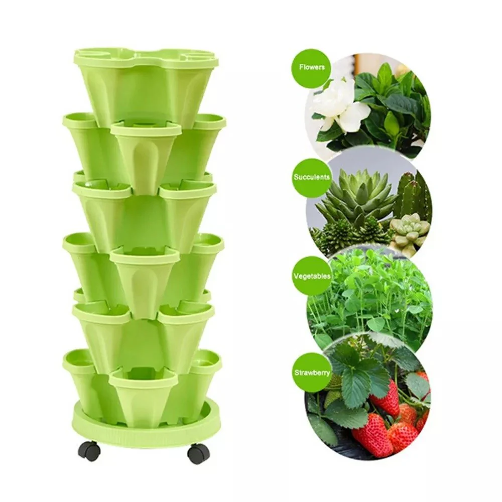 BowLift | Stackable Plants Pot - 6 Trays+ Wheel Tray