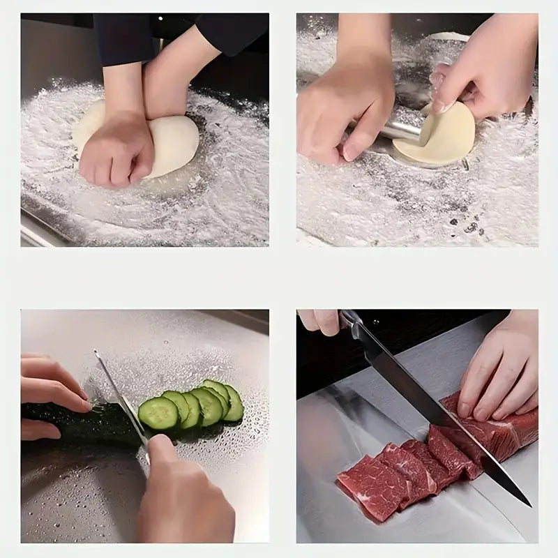 Double-sided stainless steel cutting board – Non-slip & hygienic | Perfect for the kitchen | Karnz