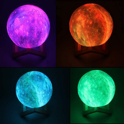 Skanto | Logrotate 7" 3D Moon Lamp - 16 Color LED Night Light with Remote Control, USB Rechargeable, Gift for Kids