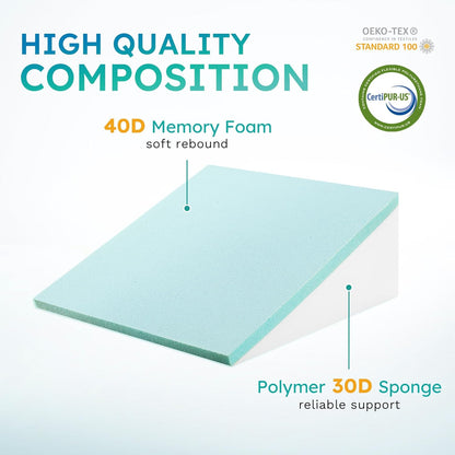 Skanto | Deluxe Squat Support Pillow | Cooling Gel Memory Foam, Removable Cover & Ideal for Back Pain and Acid Reflux