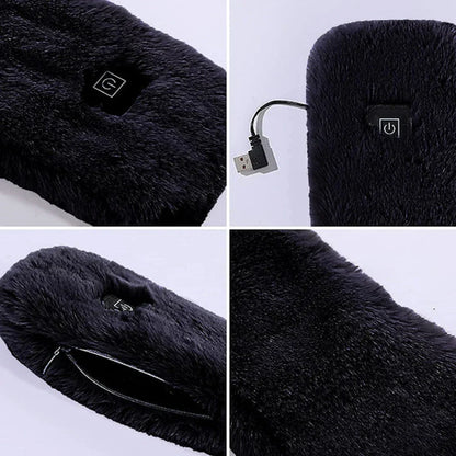 Skanto | Heated Faux Fur Scarf UK – Rechargeable USB Winter Scarf, Soft Thermal Neck Warmer