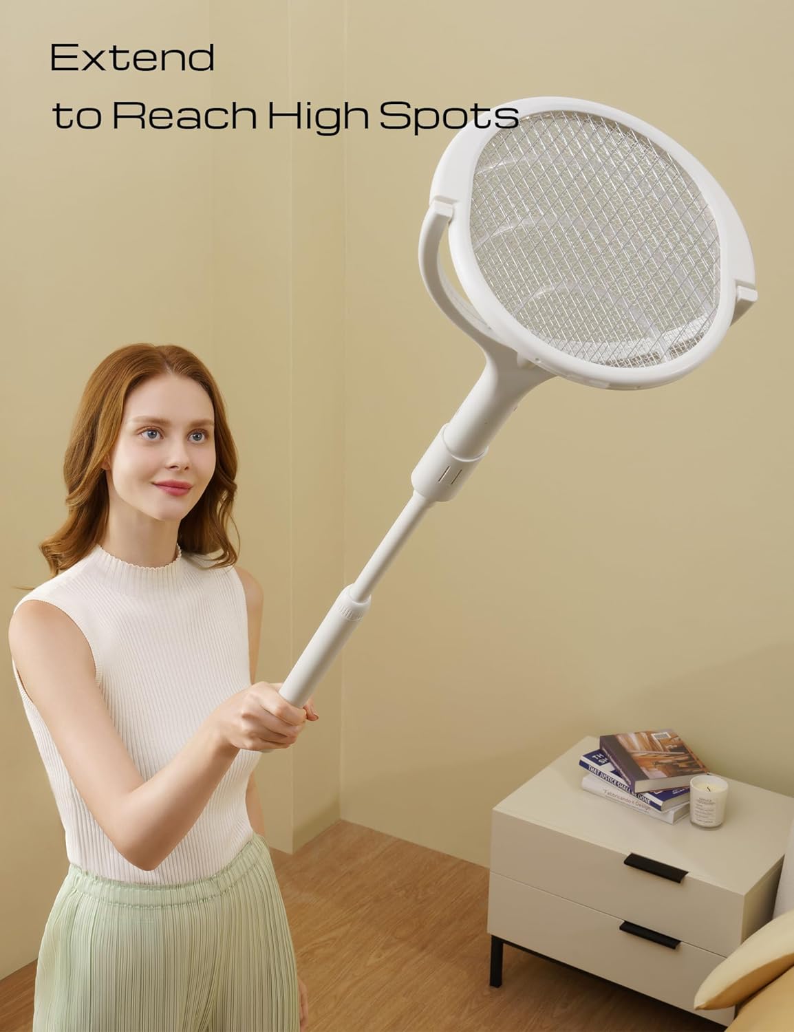 BowLift | Rechargeable Electric Fly Swatter with Flexible 90° Rotating Head – High-Voltage Mosquito & Insect Zapper