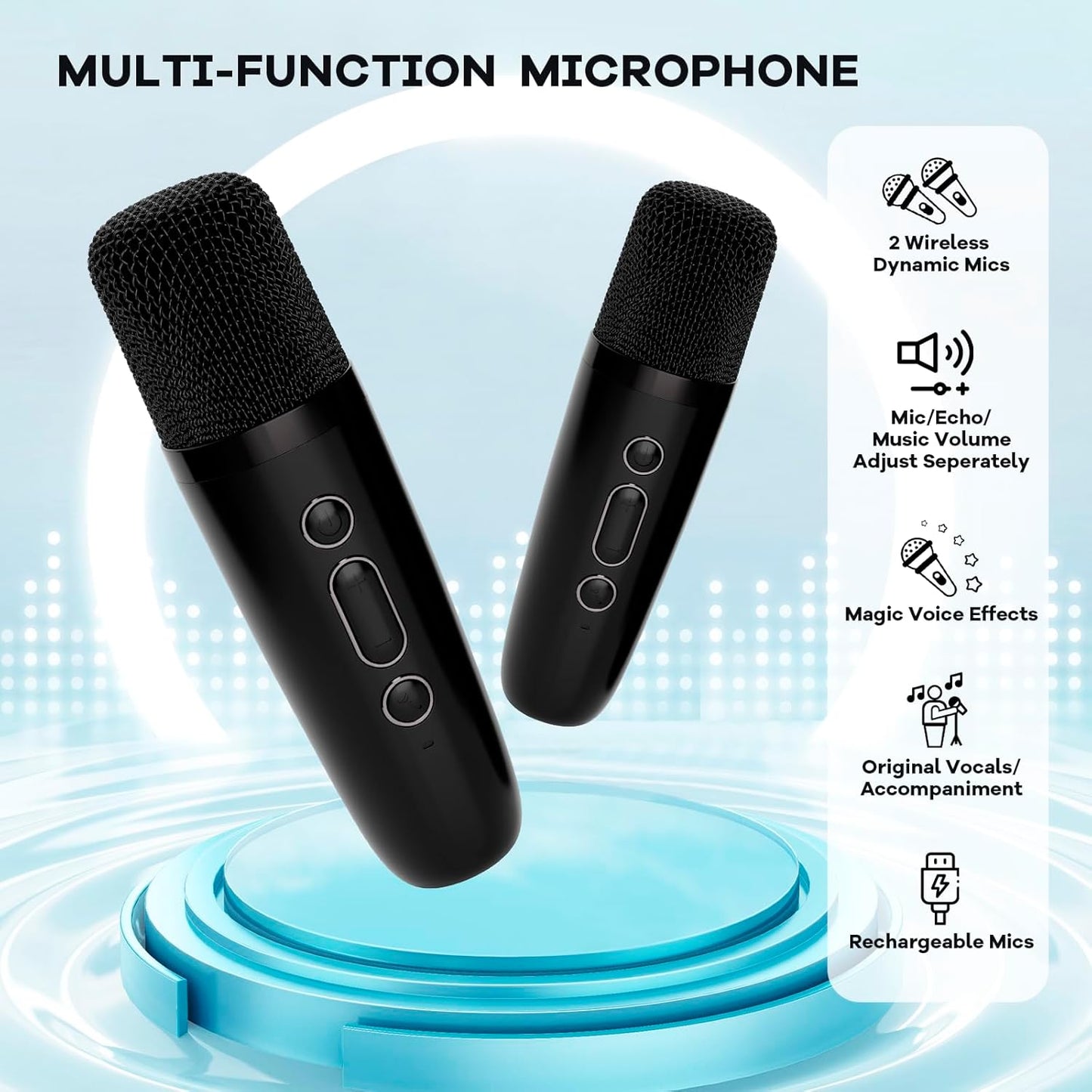 Skanto | Portable Mini Karaoke Machine with Bluetooth Speaker and 2 Wireless Microphones – Veylo