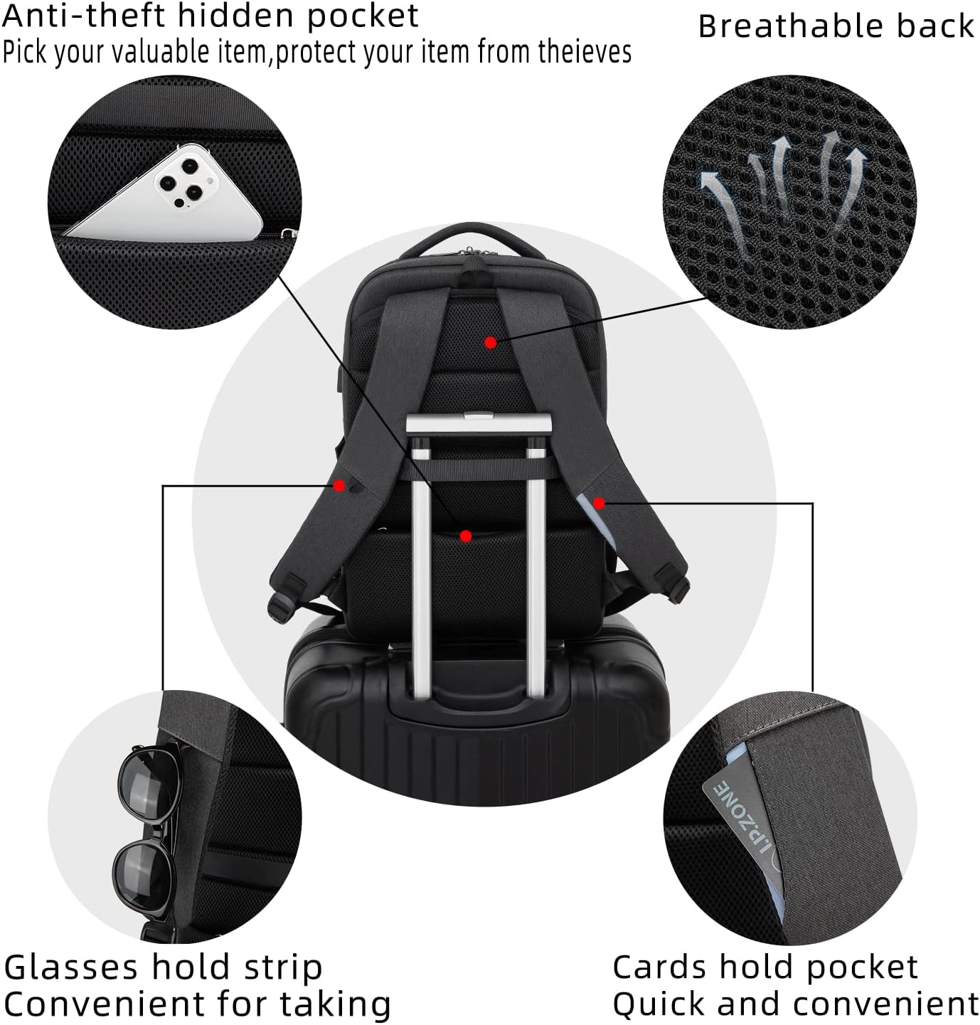 Water-Resistant Travel Laptop Backpack with USB Port & Organised Storage | Bowlift
