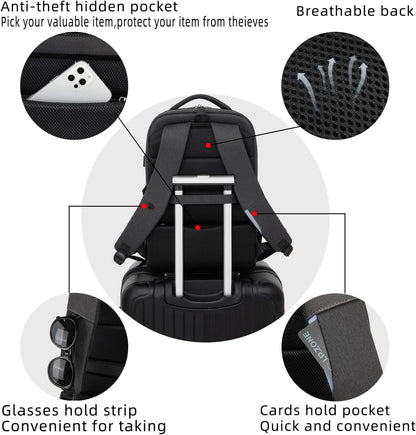 Water-Resistant Travel Laptop Backpack with USB Port & Organised Storage | Bowlift