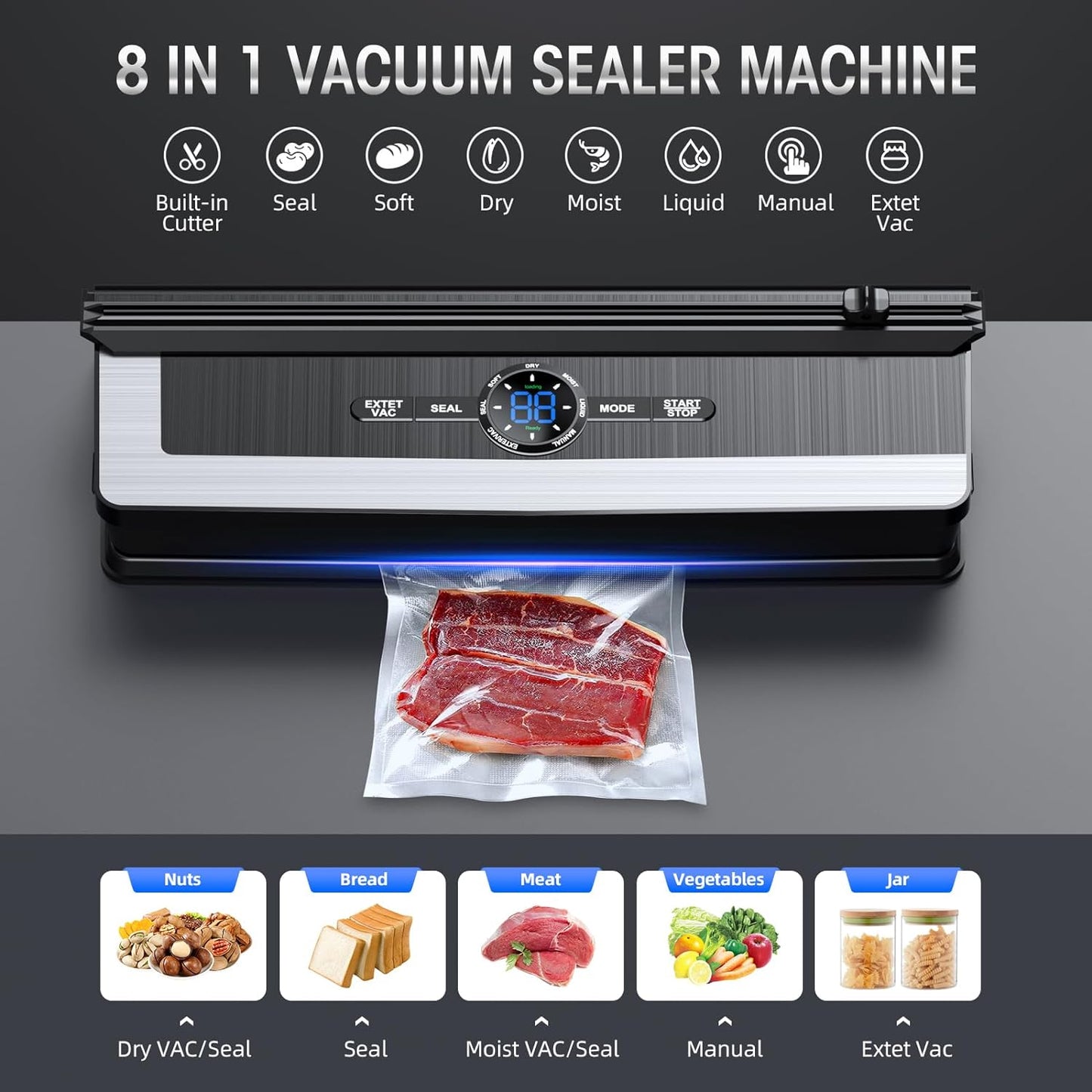 Skanto | 8-in-1 Vacuum Sealer with Built-in Cutter
