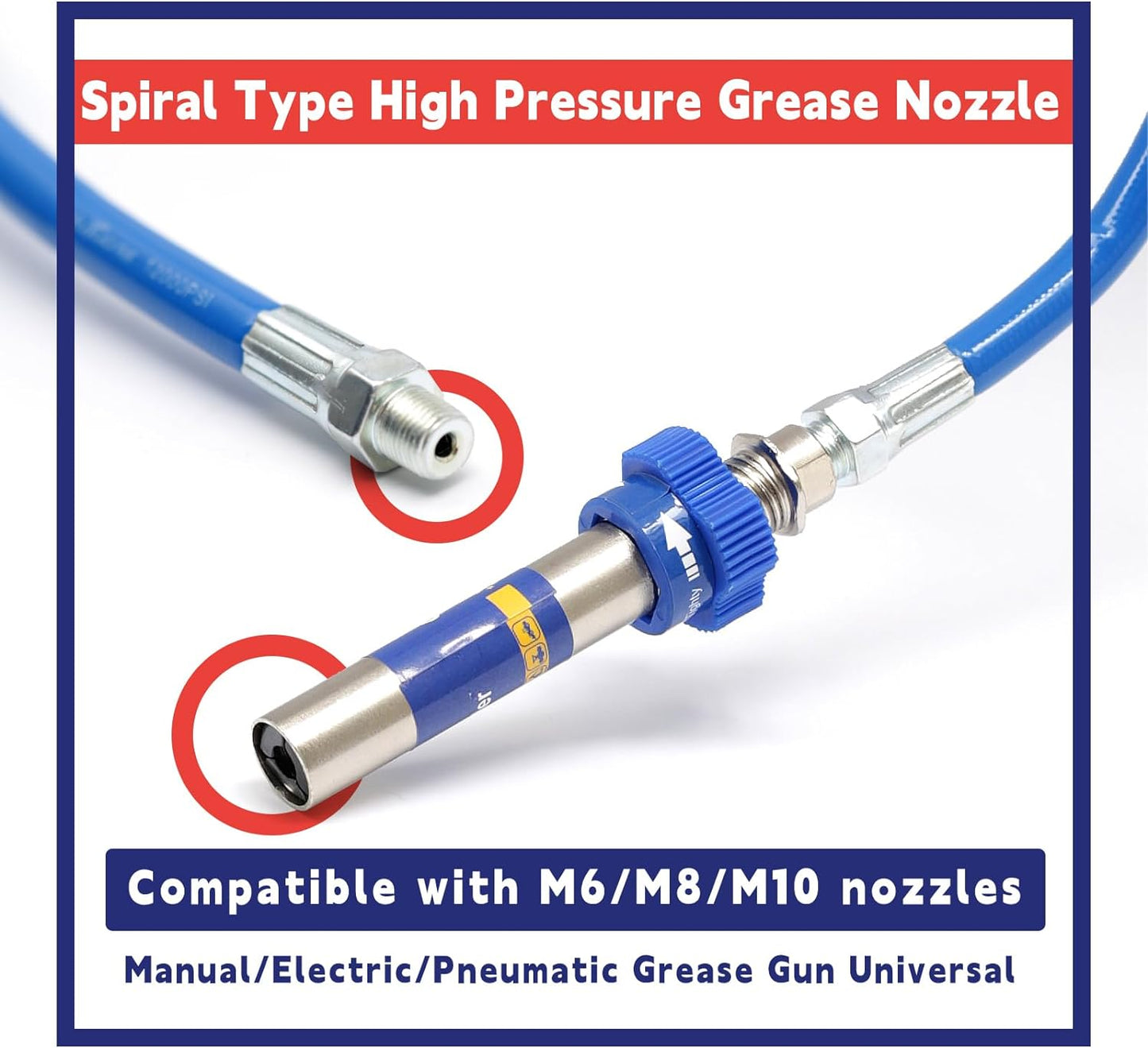 High-Pressure Grease Coupler - Heavy-Duty Fittings Adapter for Grease Guns, Fast Lock and Release Nozzles (Universal Fit) Bowlift