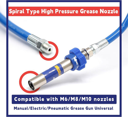 High-Pressure Grease Coupler - Heavy-Duty Fittings Adapter for Grease Guns, Fast Lock and Release Nozzles (Universal Fit) Bowlift