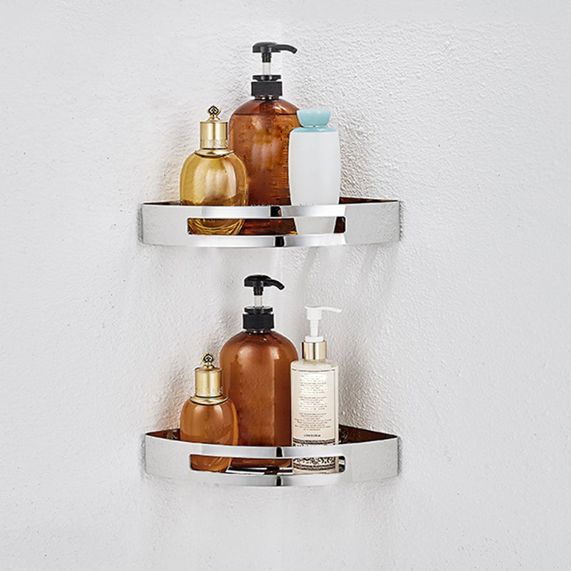 BowLift | Polished Chrome Modern Bathroom Accessories Set Stainless Steel Triangular Shower Shelf