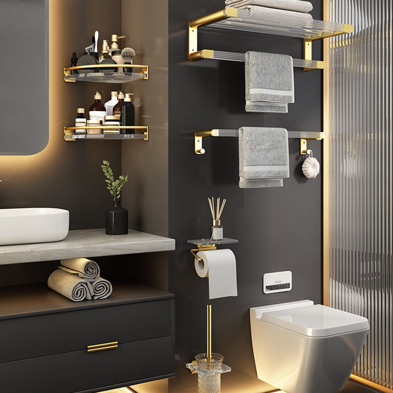 BowLift | 6-piece bathroom accessory set made of gold-colored metal bathroom hardware set
