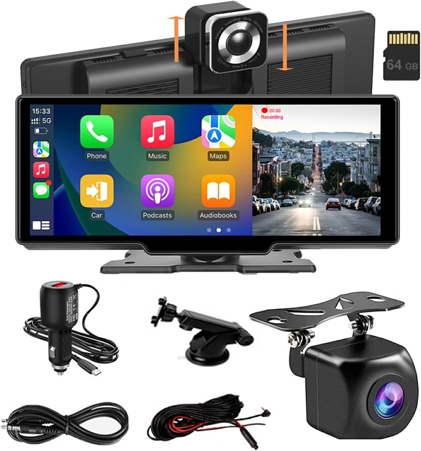 Skanto | CarVision Pro – Smart Car Display with Apple CarPlay, Android Auto & Dash Cam