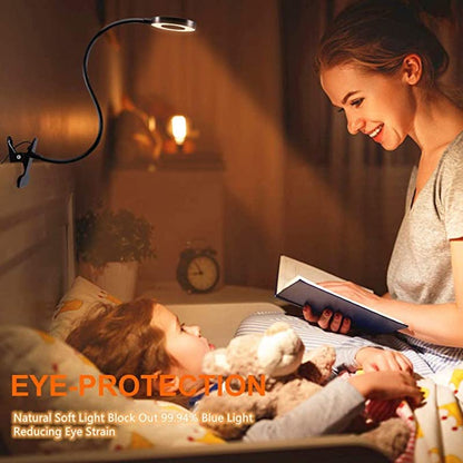Skanto | Clip-on Light - Reading Lamp with 48 LEDs, 3 Color Modes, and 10 Brightness Levels, Eye Protection & Flexible Gooseneck