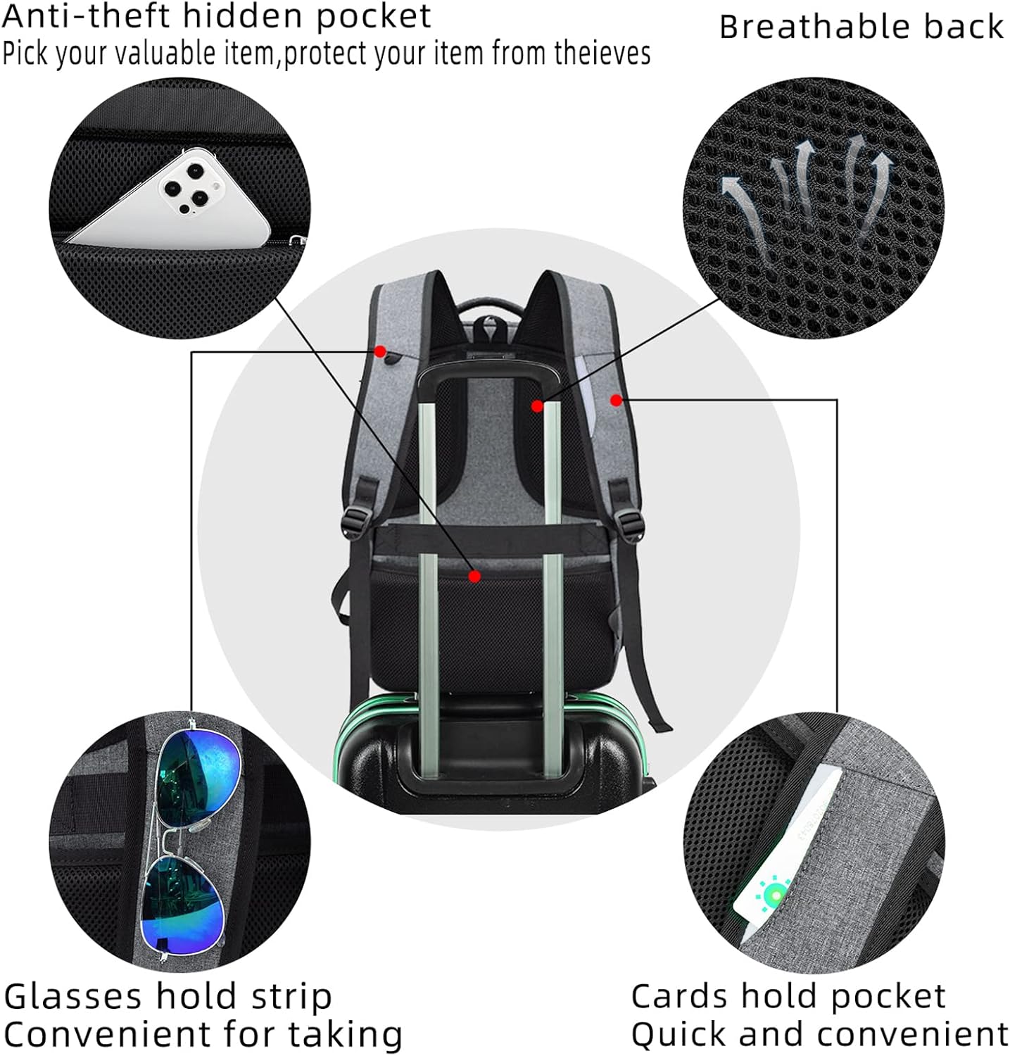 Water-Resistant Travel Laptop Backpack with USB Port & Organised Storage | Bowlift