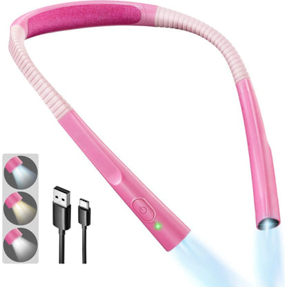 Brehn | LED Neck Reading Lamp, Book Light for Reading in Bed, 3 Colors, 6 Brightness Levels, Bendable Arm, Rechargeable, Durable, Perfect for Reading, Knitting, Camping, Repairing
