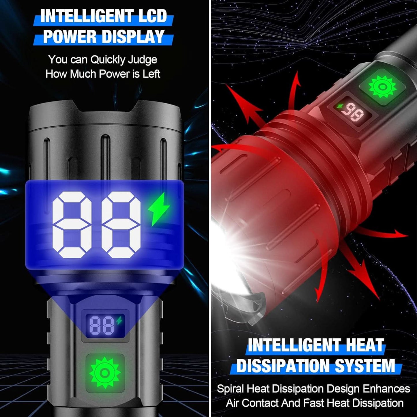 BowLift | BEAMFORCE X100 – LED flashlight with 100,000 lumens, 5 light modes & power bank function