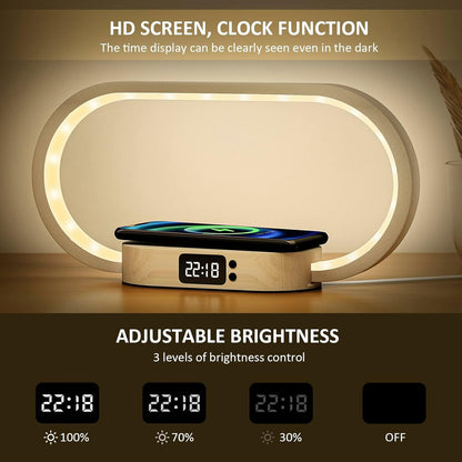 Skanto | Wireless Charging Bedside Lamp with Clock – Lumora