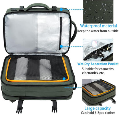 Expandable 26–45L Waterproof Travel Backpack with Laptop Sleeve & Duffle Carry | Bowlift