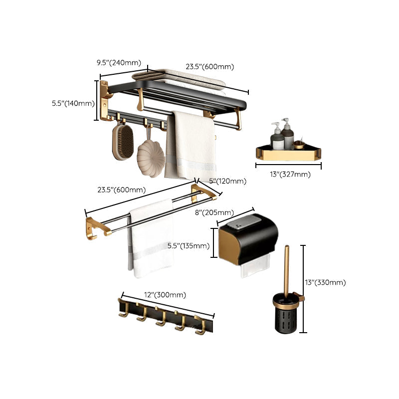 BowLift | Modern Bathroom Accessories Set Paper Holder Towel Bar Black Bathroom Accessories Set