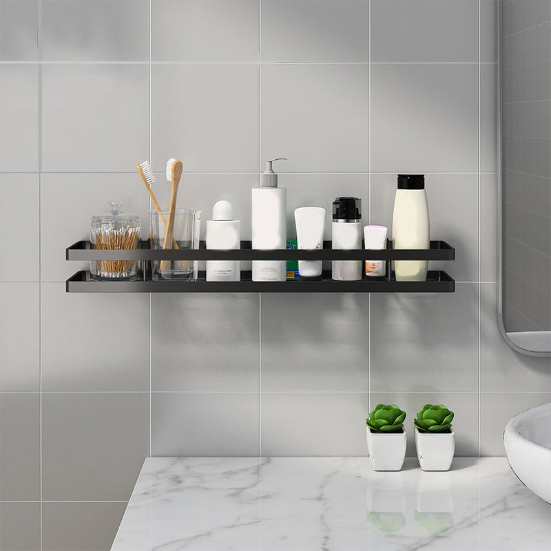 2-Piece Bathroom Shelf Set in Matte Black Metal