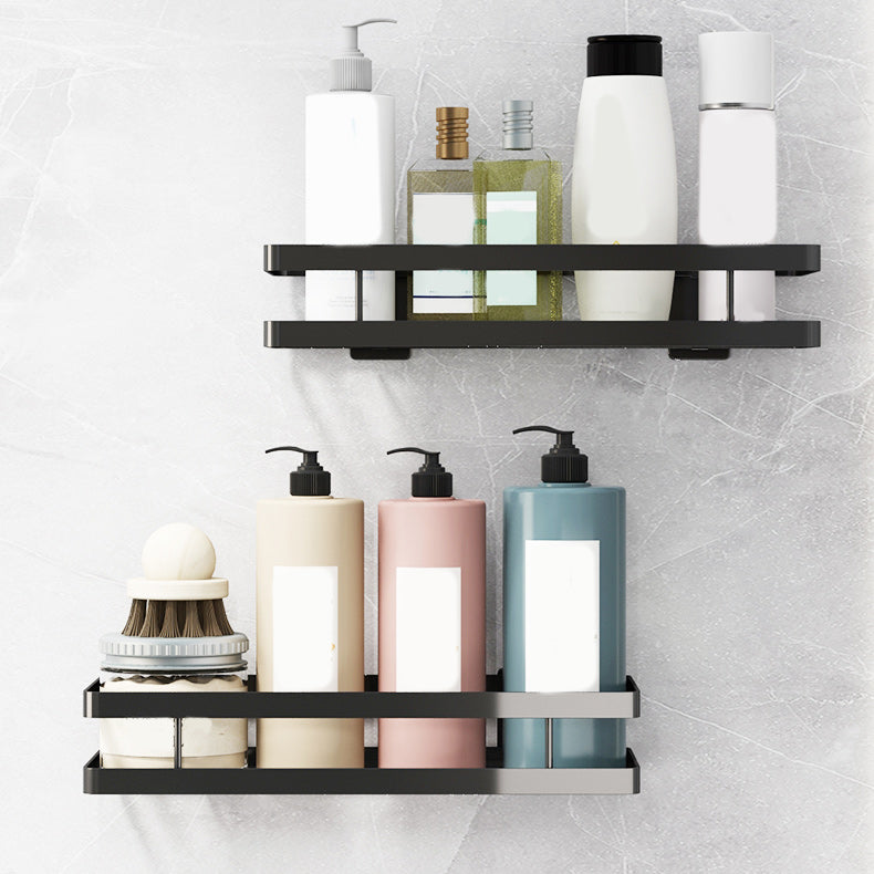 2-Piece Bathroom Shelf Set in Matte Black Metal