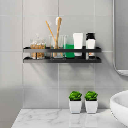 2-piece matte black metal bathroom shelf bathroom accessory set
