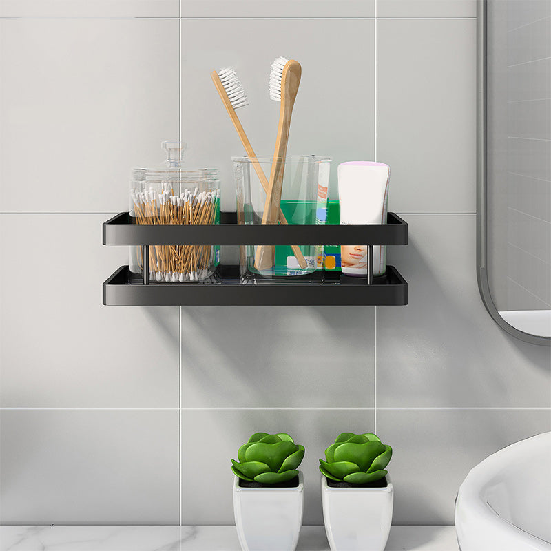 2-Piece Bathroom Shelf Set in Matte Black Metal